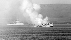 Fire War death black and white ships Boats fight Britain United 