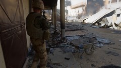 Fire War destruction Army fight ruins soldiers French military 