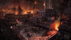 Fire War fight flames cities combat battles digital art