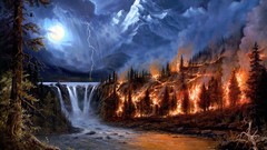 Fire waterfalls artwork