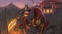Fire weapons braids artwork fantasy art