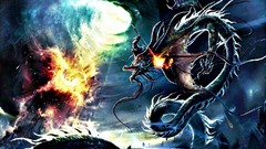 Fire weapons Dragons Monsters fight Knights Warriors multicolor 