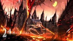 Fire weapons gap Swords Castles buildings skirts blue hair long 