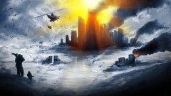 Fire weapons smoke Birds town artwork Battlefield 4 video games