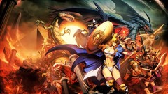 Fire weapons wings Dragons armor shield Warriors anime girls 