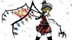 Fire weapons wings dress white background hats red eyes blondes 