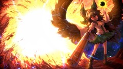 Fire weapons wings red eyes bows reiuji utsuho touhou