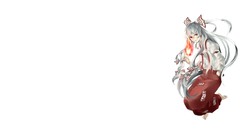 Fire white background white hair red eyes Ribbons anime girls 