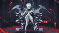 Fire white hair red eyes anime girls original characters long 