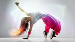 Fire white woman dancing artwork