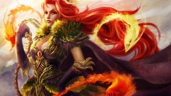 Fire wind woman queen redheads artwork