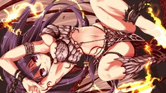 Fire wings blade Anime armor anime girls purple hair purple 