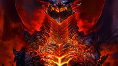 Fire wings Dragons horns artwork Deathwing video games fantasy 