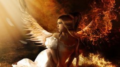 Fire woman angels fantasy art