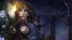 Fire woman bats artwork fantasy art