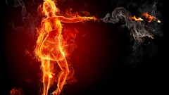 Fire woman black background digital art artistic