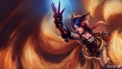 Fire woman braids animal ears tails cleavage League of Legends 