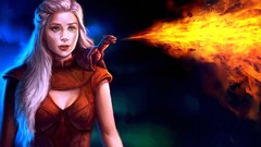 Fire woman Dragons game of thrones artwork Daenerys Targaryen
