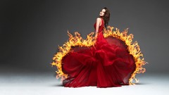 Fire woman dress Photo manipulation