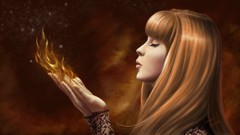 Fire woman elements brunettes fantasy art
