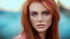Fire woman green eyes freckles redheads
