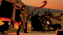 Fire woman Guns game fight Egypt Swords flames shadows video 