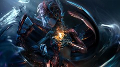 Fire woman inside science fiction cyborgs artwork fantasy art