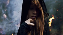 Fire woman redheads sorceress capes