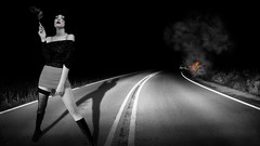 Fire woman roads artwork selective coloring