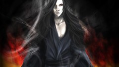 Fire woman smoke hell long hair demons