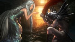 Fire woman Warriors long hair fantasy art