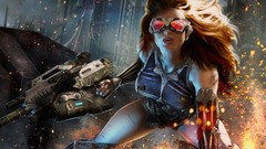 Fire woman weapons Guns game explosions destruction glasses 