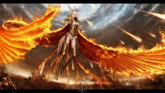Fire woman wings Warriors flames battles fantasy art
