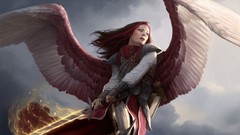 Fire woman wings Warriors Swords angels magic: the gathering 