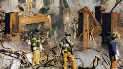 Firefighter photograph rubble