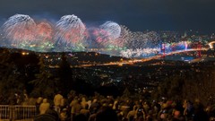 Fireworks Istanbul Bridges celebration cityscapes bosphorus 