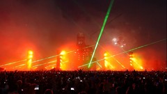 Fireworks Techno party crowd