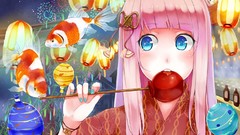 Fish Anime pink hair anime girls blue eyes lolicon