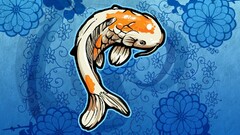 fish artwork blue background Animals