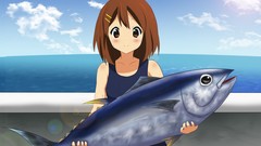 Fish Boats blush brown eyes brunettes vehicles k - on hirasawa 