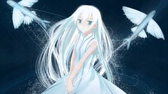 Fish dress white hair long hair anime girls blue eyes shinigami 