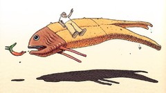 Fish guy artwork traditional art moebius