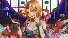 Fish horns blondes long hair touhou demons video games Japanese 