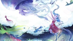 Fish jellyfish dress blue hair