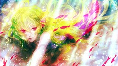 Fish underwater mermaids long hair pink eyes green hair pointy 