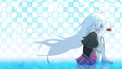 Fish white hair long hair barefoot anime girls vocaloid ia
