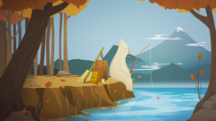 fishing forest Lake artwork drawing vector Minimalism nature