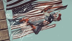 Flags American Flag jumping superheroes captain america brick 