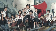 Flags anime girls school uniforms seifuku anime boys