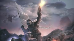 Flags halo artwork video games master chief